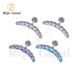 Nasenringe Ohrstecker Right Grand ASTM F136 16G Lippenstecker CZ Cluster Ohrring Piercing Intern Gewinde Labret Medusa Ring Knorpel Monroe 230425