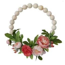 Dekorativa blommor Simulering Peony Wreath Artificial Wall Hanging Decorations Hemu Pärlor 11.8 tum linne 30x40cm skum Diy Leaf