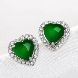 Stud Earrings MENGYI Classic Heart Shaped Green Zircon Women For Mother's Day Birthday Gift Minimalist 925925 Jewelry