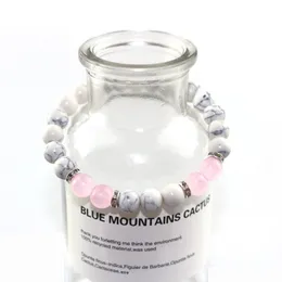 Strand Design Natural Stone White Pine Powder Crystal Combination Alloy Christmas Gift Women Bead Armband Pulsera de Mujer Pärlade Strands