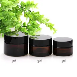 5G 10G 15G 20G 30G 50G 100 g Amber Glass Jar Costeic Cream Bottle Butelka Słoika Słoika Słoiki Makeup Pojemnik do przechowywania z wkładkami i pokrywkami Lukqh