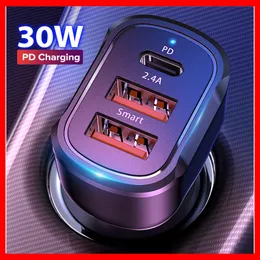 30W PD 3 ładowarka samochodowa USB Szybka ładunek 4.0 3.0 QC4.0 QC3.0 Universal Telefone Type C TYP Szybkie ładowanie dla iPhone'a x Xiaomi Huawei Car-Charge-Charger Szybkie ładowanie