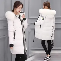 Women's Down Parkas Winter Jacket 2023 Korean Women Parka Big Futro kołnierz z kapturem grube ciepły płaszcz żeński Casual Empear Botton 231124