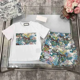 Criança Designer Clother Crianças Crianças Manga Curta T-shirt Shorts Set Terno Meninos Meninas Conjuntos Esportes Com Letra Tigre Flor Floresta Algodão Branco Preto 90-160