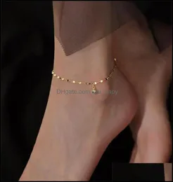 Anklets toppkvalitet 925 Sterling Sier Kvinnliga smycken Shiny Gold Wave Chain Armband för Lady Aessory Girl Christmas Present Drop 6035798