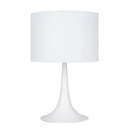 Iluminación Cresswell 19 Lámpara de mesa base de metal estriada blanca moderna con sombra blanca, bombilla LED incluida