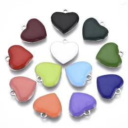 Pendant Necklaces 20pcs 201 Stainless Steel Enamel Heart Charms For Bracelet Necklace Jewelry Making DIY Decor Accessories Mix Color