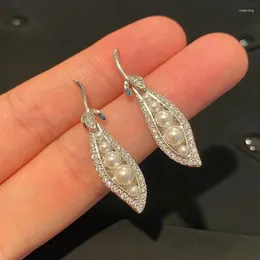 Dangle Earrings Pearl Ear Studs女性の高品質の植物シルバーカラージュエリーフェアリーグランジ豪華なファッションギフト