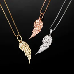 Personalized 925 Sterling Silver Feather Wing Pendant Necklace Hip Hop Jewelry Accessories For Men Women Charm Necklaces 14K Rose Gold Color Hip Hop Jewelry