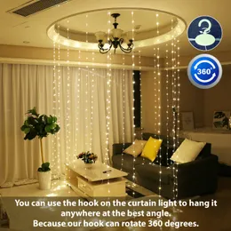 3MX3M 8モードUSBプラグインウィンドウクリスマスLED LED LED STRING STRING HANGING LIGHT LIDEREMET FOR BACKDROP WEDDING PARTYホームガーデンアウトドアインドア