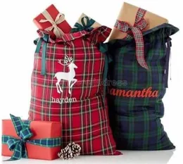 Plaid Santa Sack Christmas Santa Sacks for Kids Candy Present Bag Canvas Santa Sack Plaid Style X-Mas Gift Sack Gyqqq