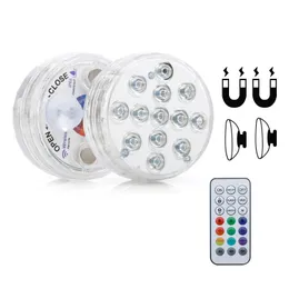 50Set 13LED 16 färger RGB Submersible Lamp med magnetisk sucker Remote Control Waterproof Underwater Lights Decor