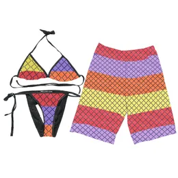 Womens Letter Printed Swimsuit Designer Split Swimwear Hot Spring Beachwear Fashion Halter Bikinis Set