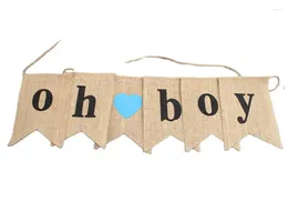 Party Decoration Oh Baby Burlap Banner Gender Reaveal Supplies For Boy Girl Neutral Reveal Sign Shower