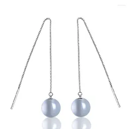 Stud Earrings 2023 Top Quality Fashion Siilver Color Opal Stone Super Long Exaggerated Tassel Pendientes Lovely Jewelry