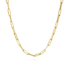 أزياء Paperclip Link Chain Women Necklace Stainless Steel Gold Color Netlace for Women Men Jewelry Gift 2203158819906