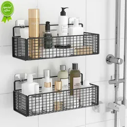 Wall Mounted Bathroom Shelf Punch-Free Shampoo Storage Holder With Suction Cup High Capacity Bath Shelves Bathroom Accessories