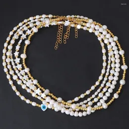 Cadenas Elegantes cuentas de perlas blancas Collar para mujeres Cadena de color de oro Femenina de bodas Femenino Accesorios de joyas regalo
