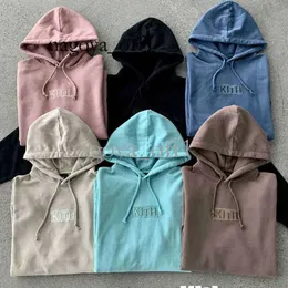 Kith Hoodie 2021FW Gelgit Marka Ağır Pamuk Sonbahar Düğmesi Mektubu Nakış Kapüşonlu Kazak Erkekler Yüksek Sokak Rhude 3 7fad 115 838