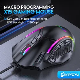 Mice Mouse Gaming RGB BOBOT BEBAS 12800DPI 12 TOMBOL YANG DAPAT DIPROGRAM GAME LAMPU MAX HINGGA 6 UNTUK PC MAC GUN PUBG LAPTOP 230425
