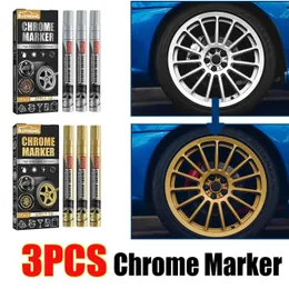 3PCS Waterproof Chrome Marker Pen Permanent for Car Bike Motor Rubber Tires Decor Scratch Remove