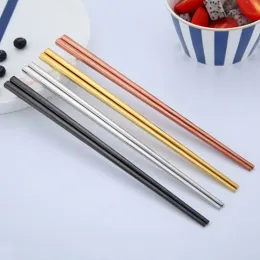 Glossy Titanium Plated Gold Chopsticks Colorful Stainless Steel Chopsticks High Quality Gold Silver Rainbow Square Chopsticks TH1232