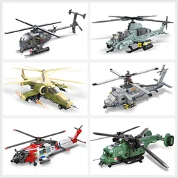 Flygplan Modle Meoa World's Military Aircraft Building Toys for Boys 6 Styles Armed Helicopter Building Blocks MOC Bricks WW2 Toys Kids Gifts 230426