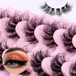 7 페어 DIY FLUFFY FALSE 속눈썹 8D Faux Mink Lashes 세그먼트 컬 속눈썹 확장 소프트 재사용 잔인 함