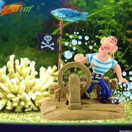 装飾4 "Saim Pirate Ships Living Action Aquarium Oraments Acuario Creative Cishak Tank装飾樹脂の風景水族館の装飾