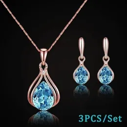 Beaded Halsband delysia King 3PCSSet Fashion Womens Blue and Green Drop Halsbandörhängen Set 231124