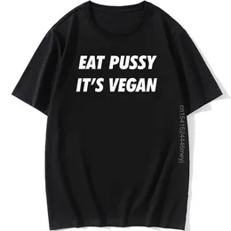 Herr t-shirts äter fitta sina vegan bokstäver trycker kvinnor tshirt casual bomull hipster rolig t-shirt för tjej topp tee 6 färger droppfartyg 230426