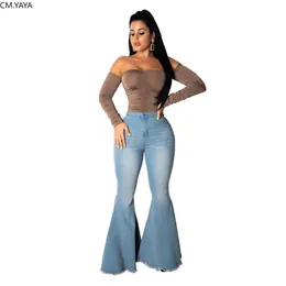 Jeans Nowe Zimowe Spodnie Jeanowe Elastyczne Damskie Retro Porwane Jeansy Spodnie Z SZerokimi Nogawkami Hole Casual Bellbottoms Spodni