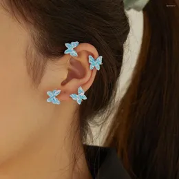 Backs Earrings Sweet Elegant No Pierced Fake Ear Jewelry Sparkling Temperament Clip On Women Korean Cuff Butterfly