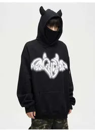 Erkek Hoodies Sweatshirts y2k 2023 Yeni Hoodie Harajuku Amerikan Küçük Şeytan Ninja Yüksek N Ninja Erkekler ve Kadınlar Ins High Street Vibe Tasarım Sense Tide Y23