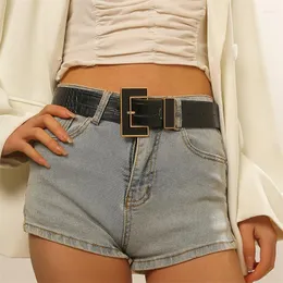 Cintos Black Casual for Women Luxury Designer Brand Pu Leather Buckle Pin Hip Hop Street Y2K Belt Feminino Feminino calças de cintura