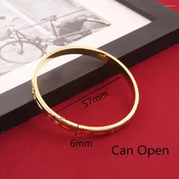 Bangle Est Dubai Gold Bangles For Women Men Color Wide 6mm Bracelets African European Ethiopia Jewelry