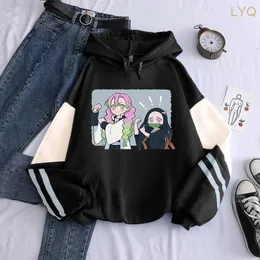 Kvinnors hoodies tröjor tecknad demon slayer kanroji miritsu hoodies kawaii kamado nezuko tryckt vinter streetwear män kvinnor plus size sweatshirts