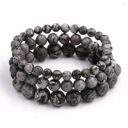 Link pulseiras energia energia masculina jóias 6/8/10mm de alta qualidade cinza veiado imagem contas de pedra sorte para homem
