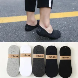 Mens Socks Men Short No Show Low Cut Ankle Cotton Thin Black White Multipack Non-slip Silicone Summer Breathable Invisible 5pair /Lot