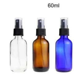 240pcs/lot 2oz Clear/Amber/Blue Round Glass Fine Mist Bottle Bottles Office Portable Portable Atomizer Jar