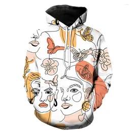 Women's Hoodies Line Portrait Unisex 3D Printed Fashion 2023 Streetwear Sweatshirts With Hooded Overdimased Cool Tops