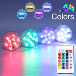 50Set LED Submersible Light 16Colors with Suction Cup Remote Control Batteri Power Swimming Party Dekorationsbelysning