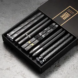 Chopsticks Sumpit sumpit Sushi Jepang isi 5 pasang Set logam Korea dapat dipakai ulang peralatan makan campuran sehat 230425