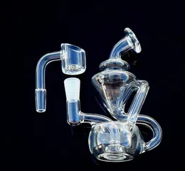 Vidrio pequeño Bong Hookahs Recycler Dab Oil Rigs Smoking Pipe Bubbler Beaker base Water Bongs con 10 mm banger