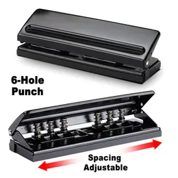 Annan hemlagringsorganisation Justerbar metall 6 -håls Löst bladpuncher för A3 A4 A5 B4 B5 Papper DIY Notebook Scrapbook Diary Office School Binding 230425