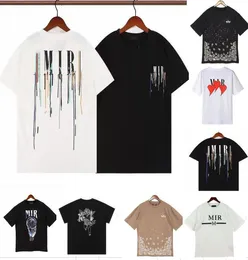 2023 Tasarımcı Erkek ve Kadınlar Kısa Kollu T-Shirt Tasarımcı T-Shirts Amirs Amirsy Gömlek Yaz Moda Marka Kum Akışkan Mektup Basılı Tees A9