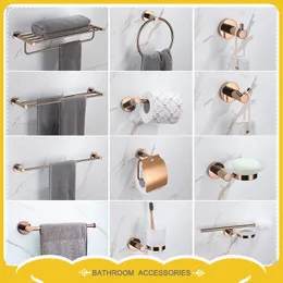 Juego de accesorios de baño Toallero de alta calidad Anillo de varilla simple y doble Soporte de papel Gancho para bata Dispensador de jabón Cepillo para inodoro Conjuntos de accesorios de baño 231124