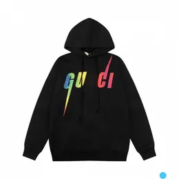 High Version Gu Home Colorful Lightning Blade Letter Printed Men's and Women's Loose Fitting Hooded Sweater1