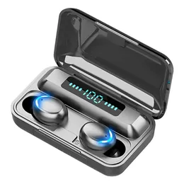 Fones de ouvido sem fio F9-5C dente azul 5.0 LED Display TWS Hifi Mini-Ear Earbon Phone com Power Bank Estéreo F9 F9-5 F9-5C EARNOMES