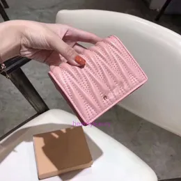 designer purse miumius wallet card holder Miao Sheepskin Pleated Wallet Women's Short Wallet Card Bag Zero Wallet Fashion Versatile Leather Small Wallet